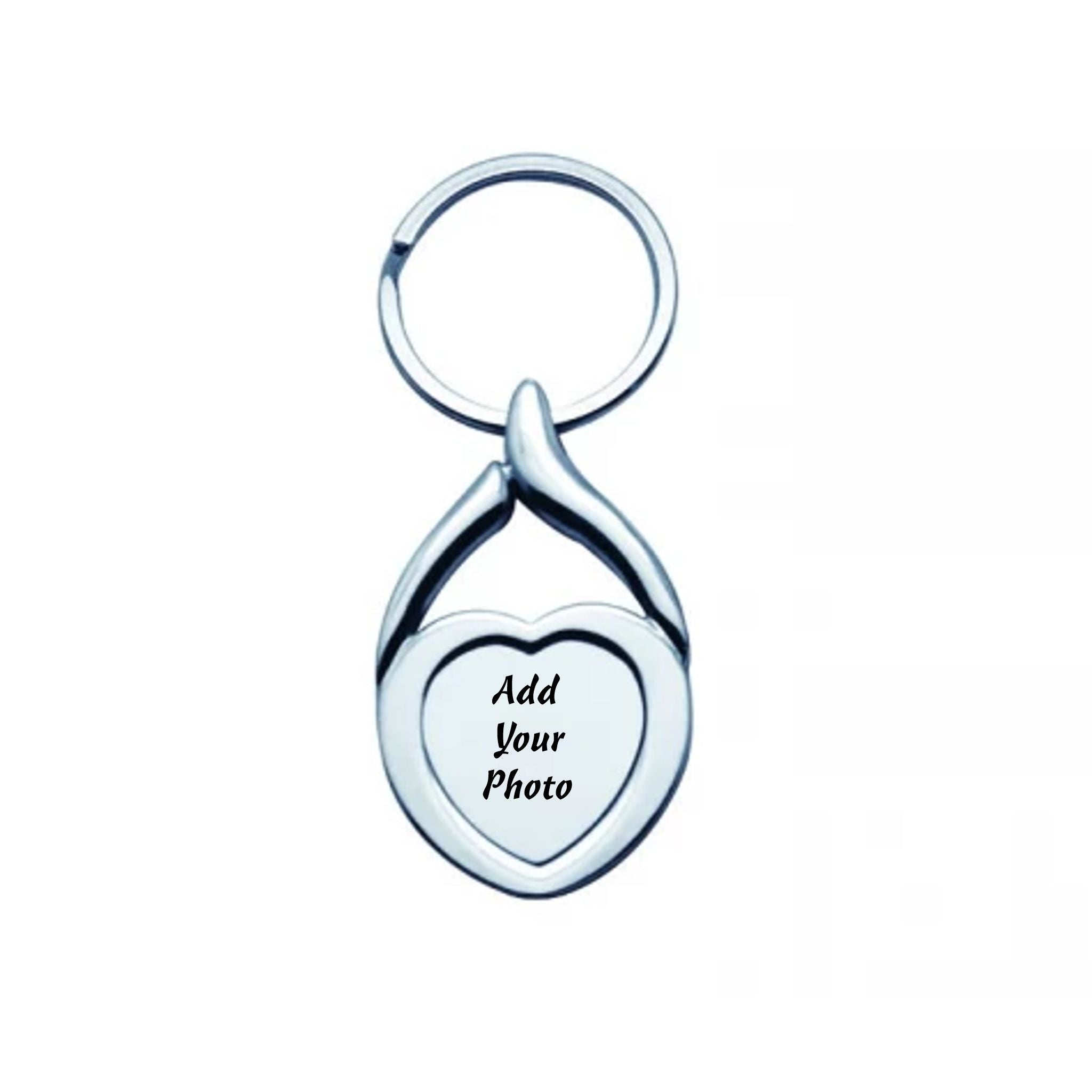 Personalized Chrome Photo Heart Keychain - Custom Design