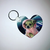 Personalized Custom Photo Heart Shaped Keychain Double Sided
