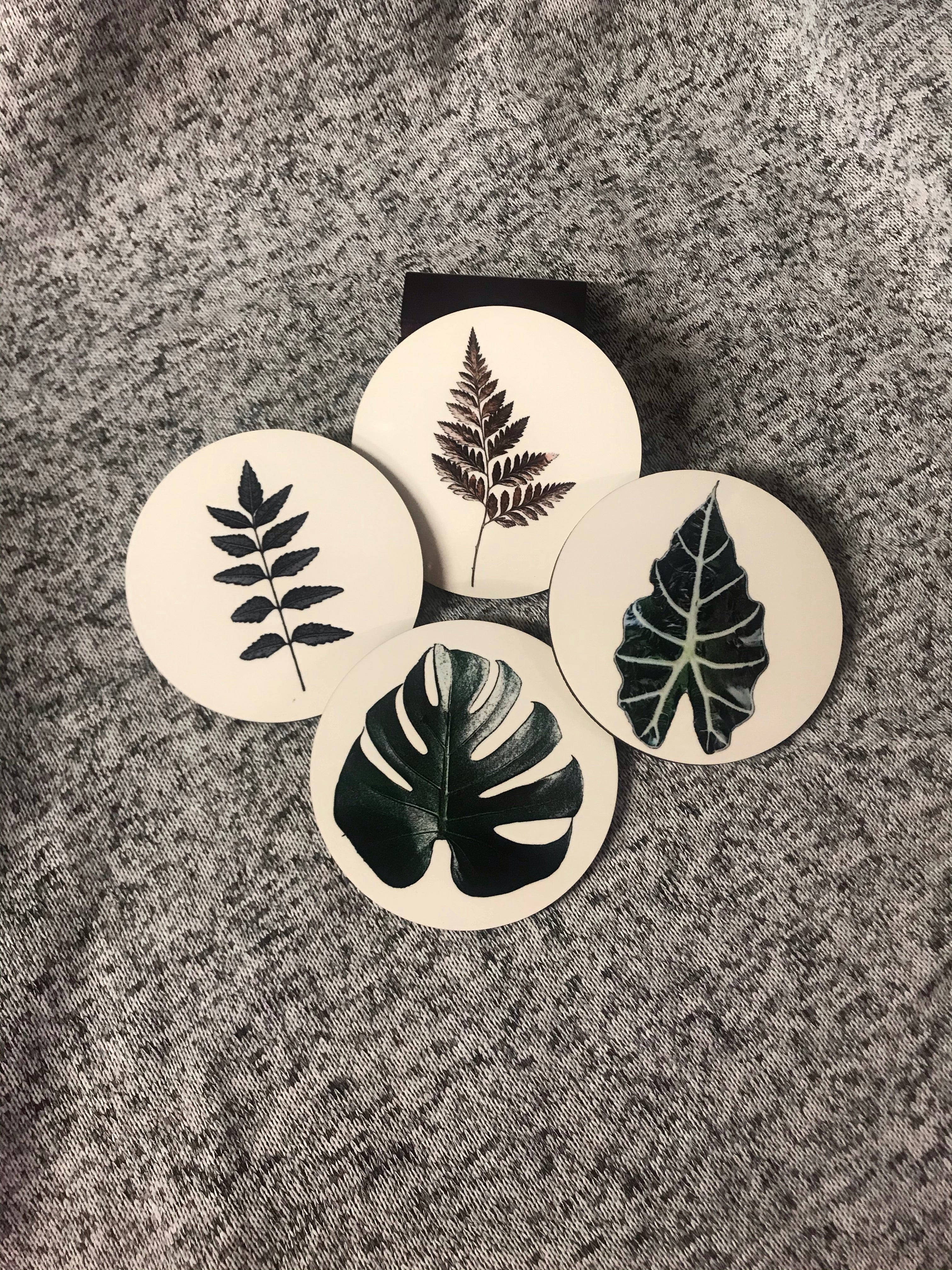 Plant Coasters Round with Cork Bottom (Set of 4)