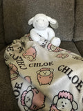 Personalized Baby Blanket and Stuffed Lamb